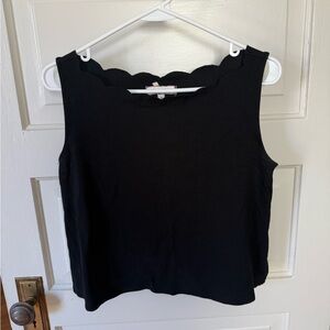 Anthropologie Eri + Ali Black Scalloped cropped Tank Top size small